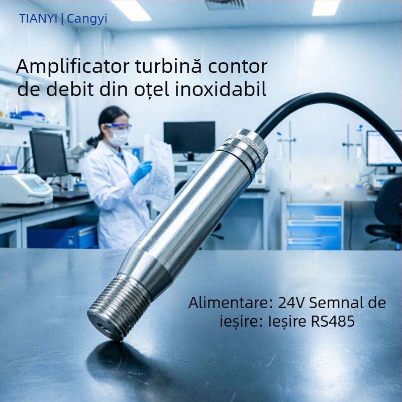 Cangyi Debitmetru de lichid cu turbină din oțel inoxidabil, amplificator de semnal, ieșire 4-20 mA, ieșire RS-485