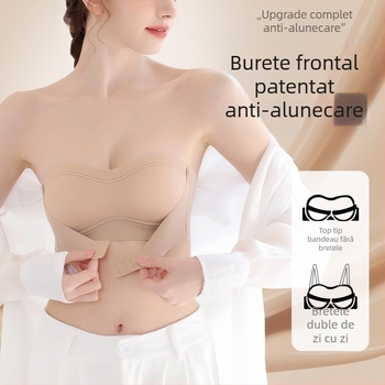 Sutien bandeau fără bretele pentru femei, anti-derapare, push-up, invizibil, fără cusături, modelare spate, protecție împotriva expunerii, sexy