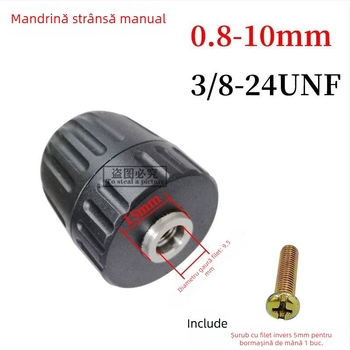 Mandrină de bormașină manuală, blocare automată, 0,8–10 mm
