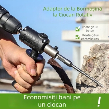 Adaptor de bormașină pentru transformarea în bormașină cu impact și ciocan, ușor, compact, puternic, pentru uz casnic, foraj beton și zidărie.