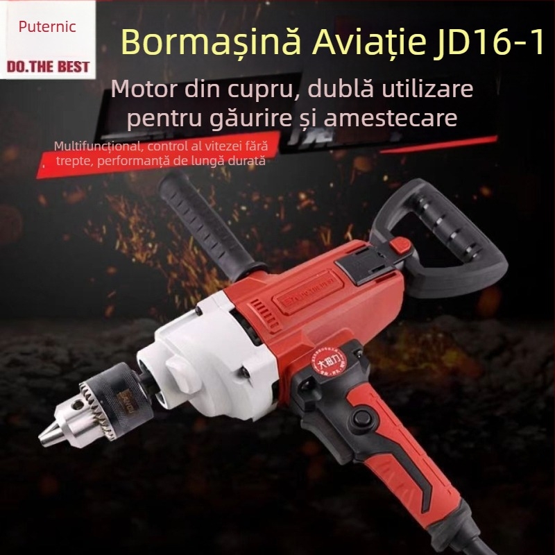 Amestecător portabil de găurit, cu putere mare, reglaj variabil fără trepte, mandrină de 16 mm, pentru ipsos, chit, vopsea și mortar