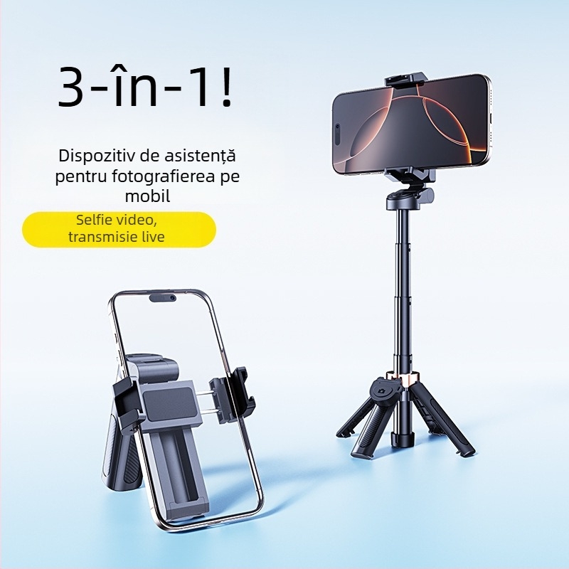 RC25 Mini Selfie Stick Portabil pentru Telefon cu Suport de Patru Picioare