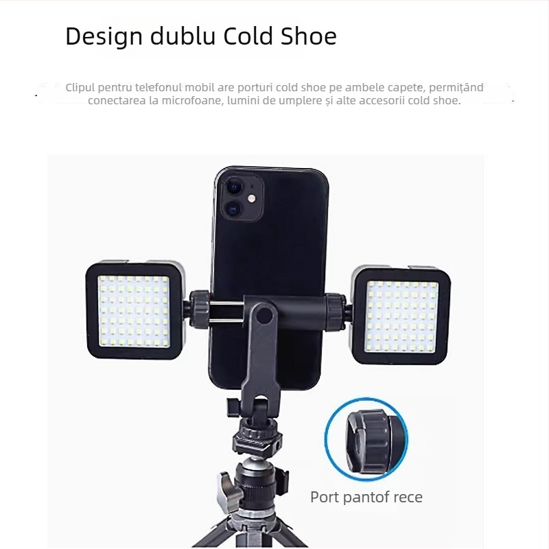 Suport portabil pentru streaming live pentru telefon, mini trepied de birou, orientare orizontală și verticală, din plastic