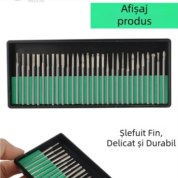 Capete diamantate pentru șlefuire, set de 30 bucăți într-o cutie verde, cu ax de 2,35/3,0 mm pentru manichiură