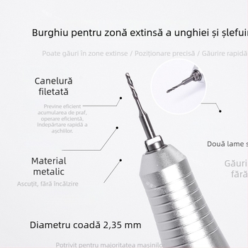 Cap de frezare unghii cu diamant încrustat, vârf extensibil pentru perforare rapidă, burghiu de manichiură din oțel wolfram