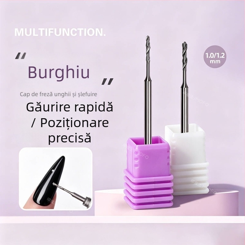 Cap de frezare unghii cu diamant încrustat, vârf extensibil pentru perforare rapidă, burghiu de manichiură din oțel wolfram