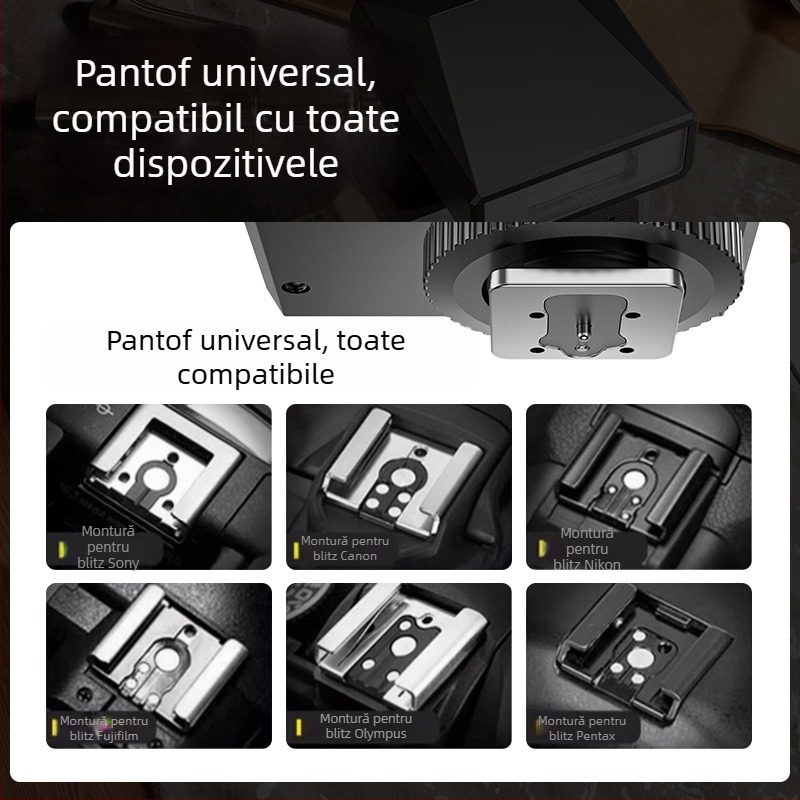 Blitz pentru hot-shoe și lumină de umplere pentru camere mirrorless — Sony, Fujifilm, Canon, Nikon, Panasonic, streaming live