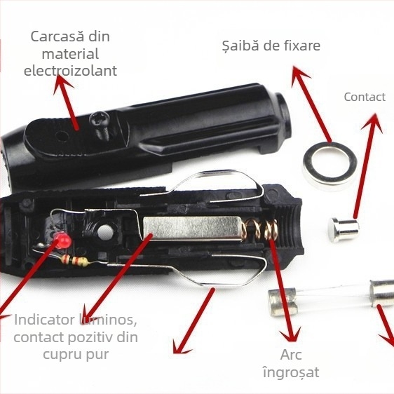Plug brichetă auto (masculin) cu indicator luminos, 20A intern