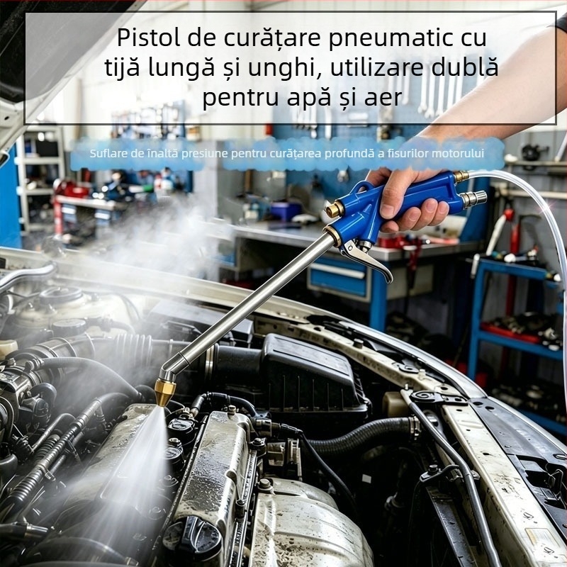 Pistol pneumatic de curățare, utilizare dublă cu apă și aer, jet de înaltă presiune pentru spălarea automobilului și curățarea motorului, presiune de aer reglabilă