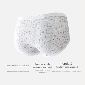 Chiloți din bumbac pentru fete, talie medie, antibacteriali, crotch extins, fără cusături, elastici, imprimeu floral proaspăt