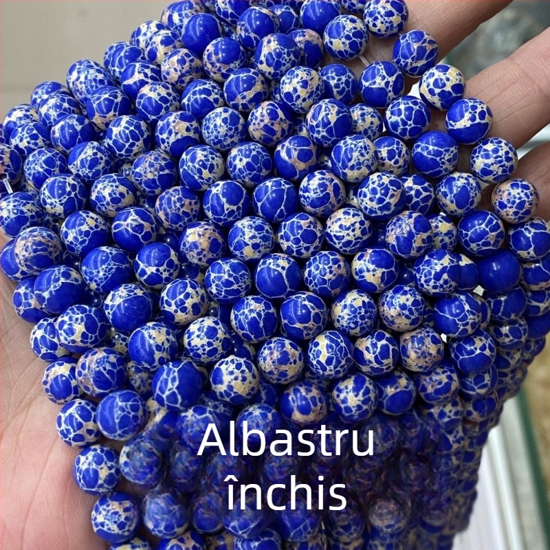Mărgele deschise din piatră imperială sintetică, turcoaz imperial rotund, multicolor pentru bijuterii, sediment marin