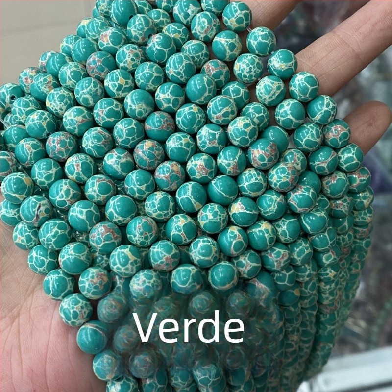 Mărgele deschise din piatră imperială sintetică, turcoaz imperial rotund, multicolor pentru bijuterii, sediment marin