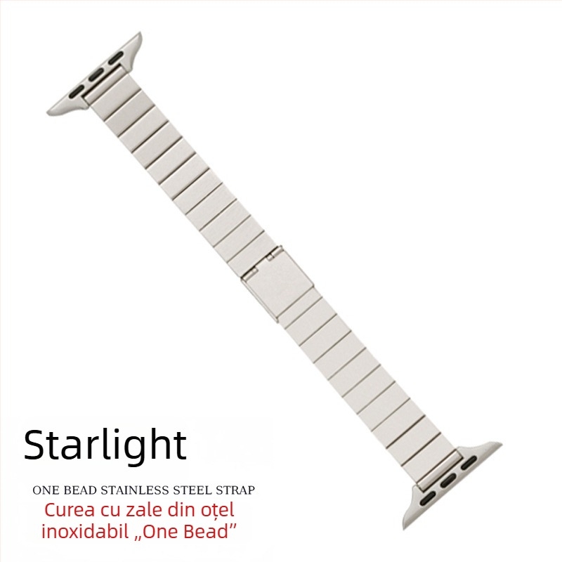 Brățară Apple Watch din metal, 14 mm, lanț plat bead-link, profil subțire