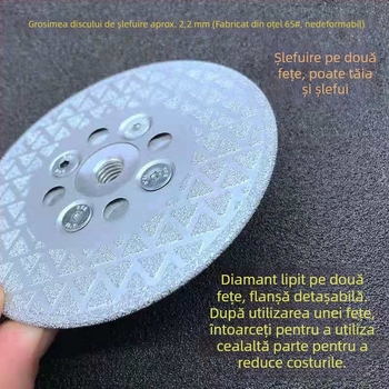 Disc diamantat electroplătit pentru tăierea și șlefuirea marmurii, granitului, plăcilor ceramice și cuarțului, diametru 100 mm