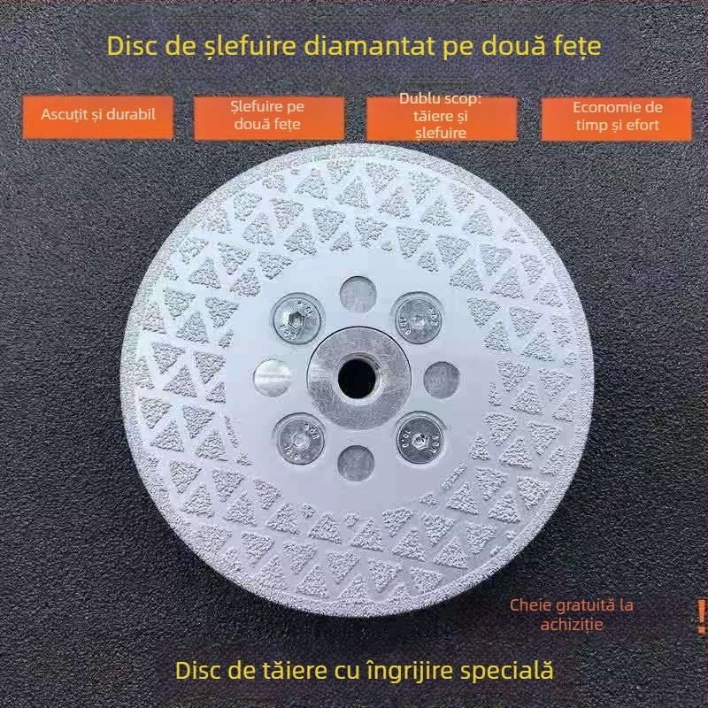Disc diamantat electroplătit pentru tăierea și șlefuirea marmurii, granitului, plăcilor ceramice și cuarțului, diametru 100 mm