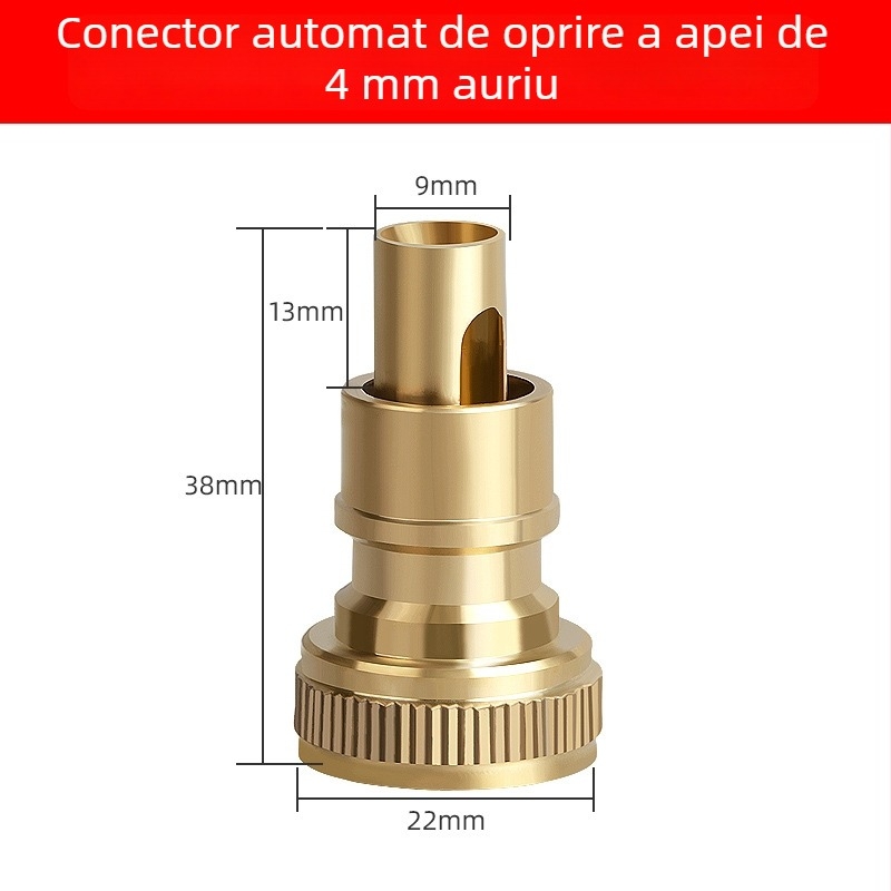 Robinet pentru mașina de spălat din cupru, cu supapă automată de închidere și adaptor universal de 1/2 inch cu supapă de tip check