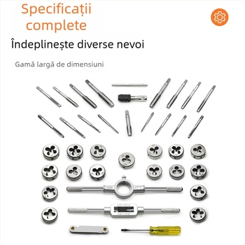 Set de 60 de piese pentru filetare, metric și imperial, unelte manuale pentru filetare, trusă cu taps și cheie