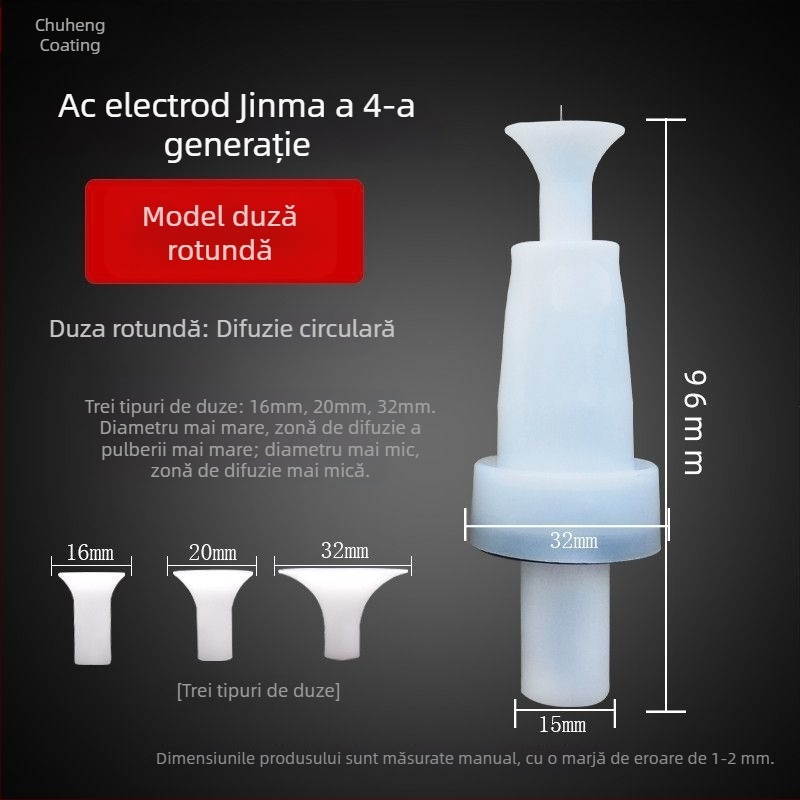 Jinma Pistol electrostatic de pulverizare, a patra generație, cu ac conductor, cap de pulverizare praf, duză rotundă/plată, suport pentru electrozi, accesorii pentru mașina de pulverizat