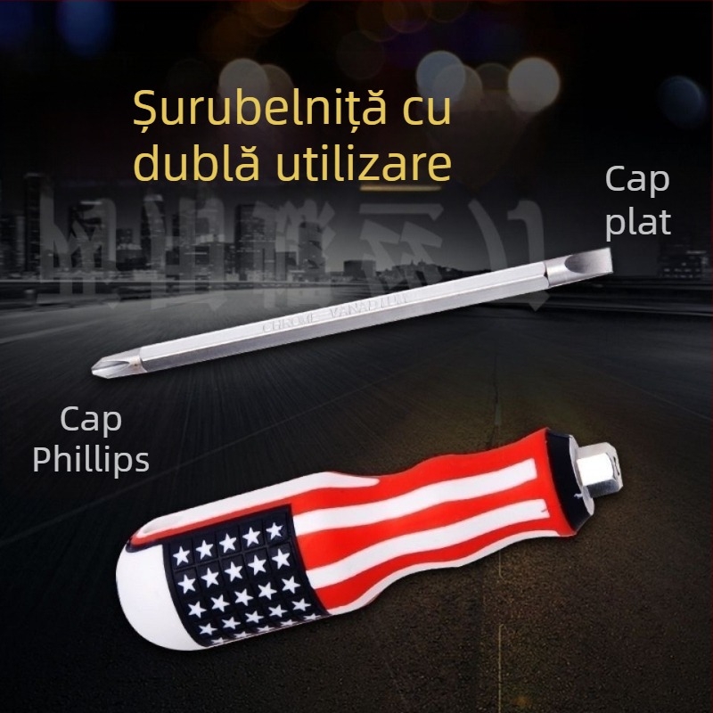 Șurubelniță în stil drapel, duală: vârf plat și Philips, telescopic, șurubelniță manuală multifuncțională