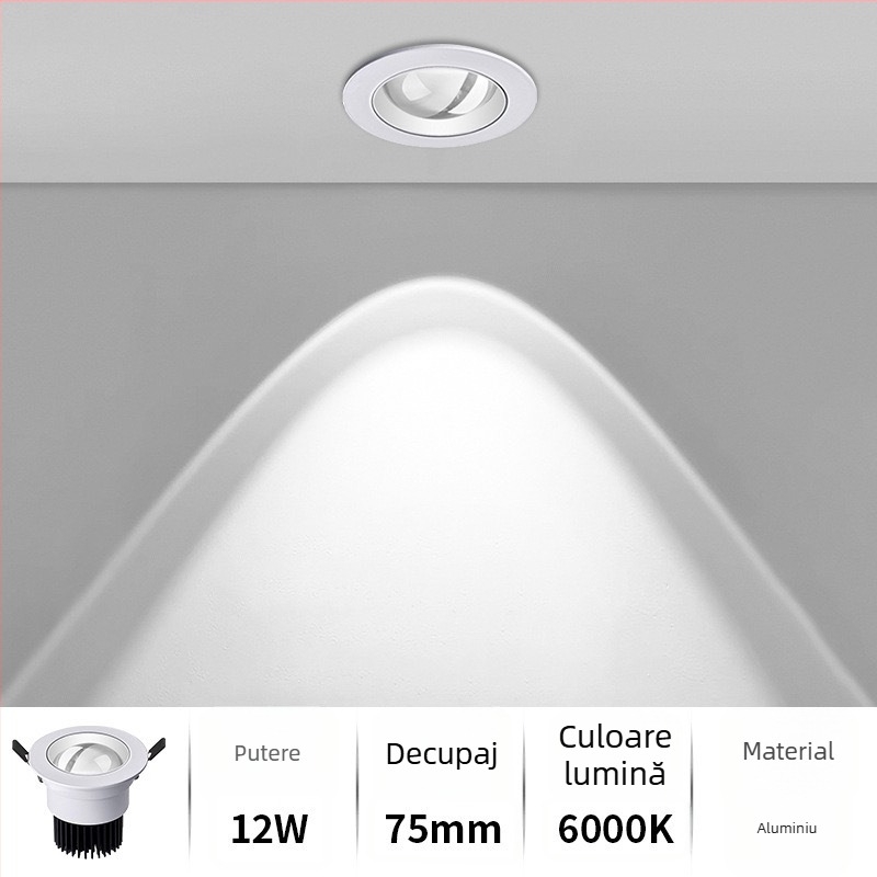 Downlight LED încastrat, albastru-violet, cu spot, pentru dormitor și sufragerie