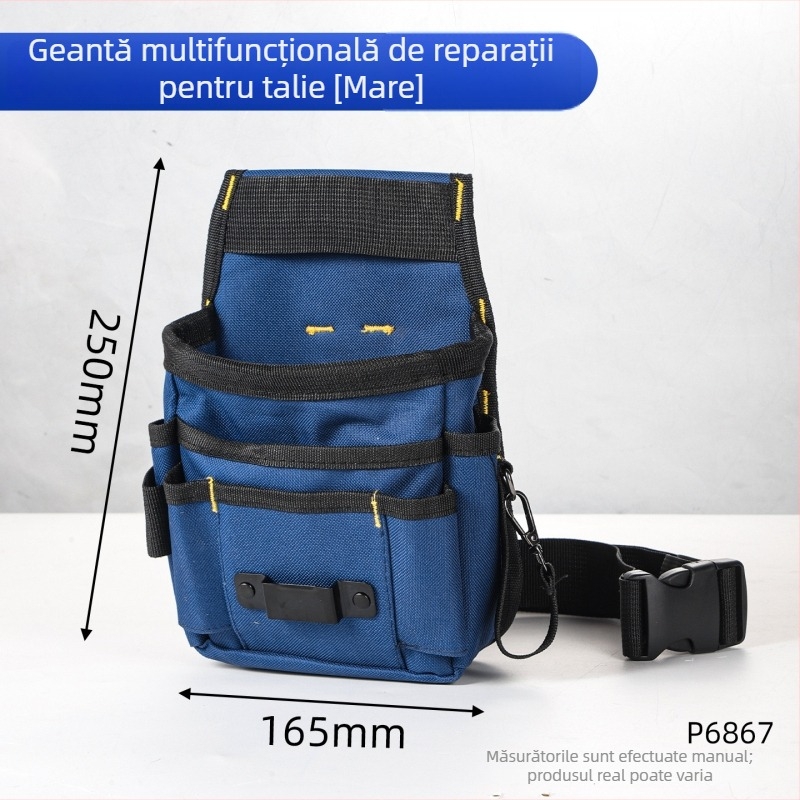 Geantă talie multifuncțională pentru unelte, pentru electricieni, din pânză Oxford rezistentă, cu compartimente în straturi