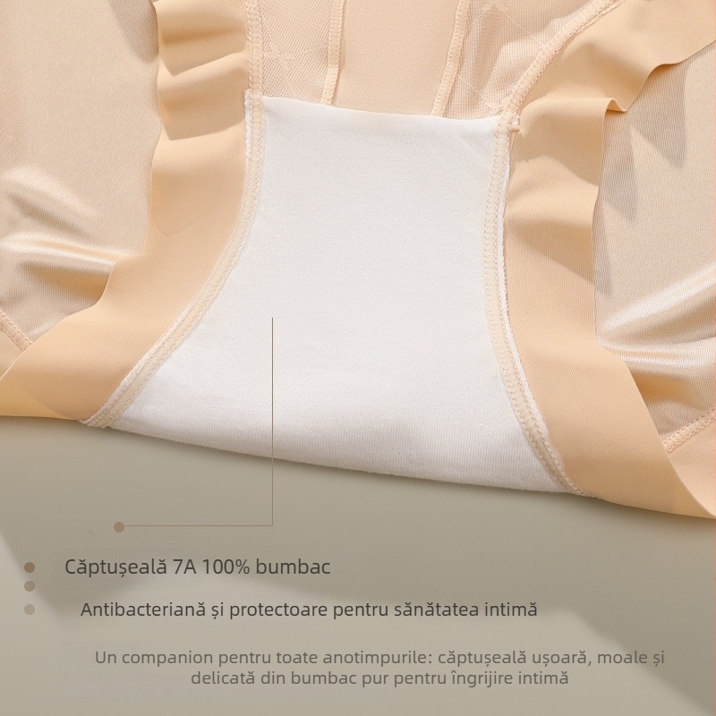 Lenjerie intimă pentru femei, din dantelă plasă, mărime mare, talie înaltă, finisaj Ice Silk, căptușeală din bumbac respirabilă