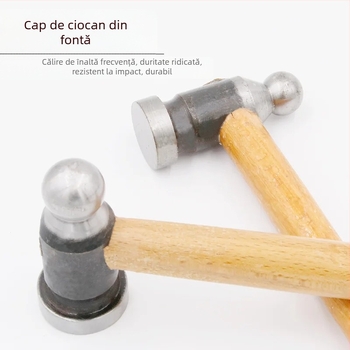 Ciocan cu cap rotund și mâner din lemn pentru bijuterii din aur – cap din fontă