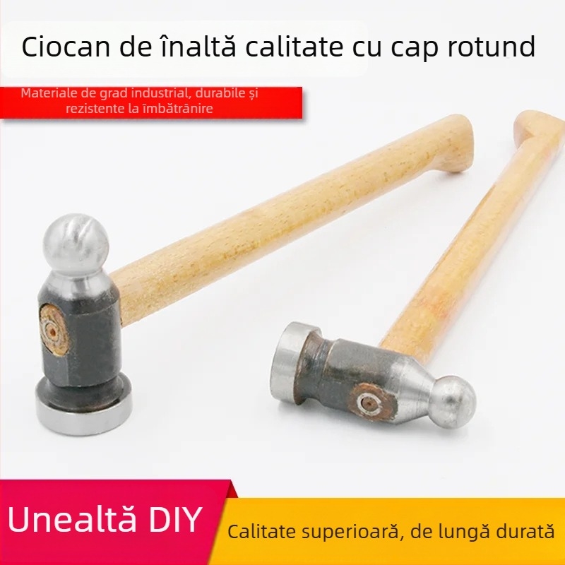 Ciocan cu cap rotund și mâner din lemn pentru bijuterii din aur – cap din fontă