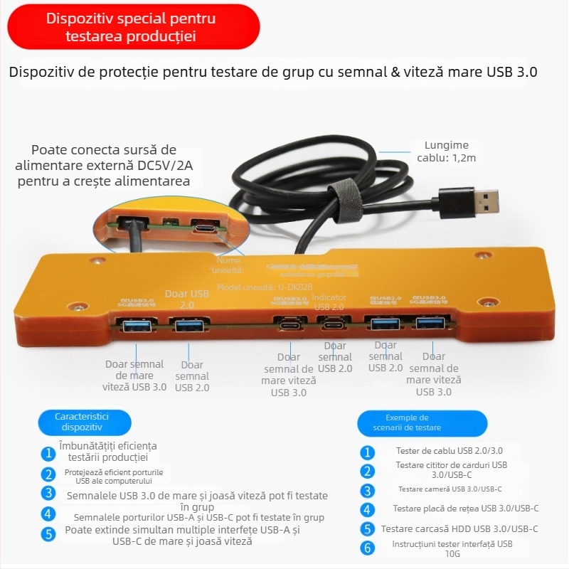 Tester de interfață USB și hub 3.2 – porturi Type-C și USB 3.0: funcție, curent și tensiune