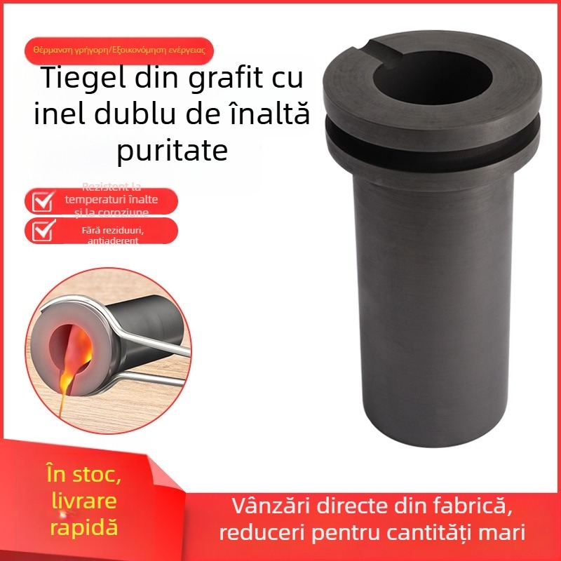Cruciblu de grafit pentru temperaturi înalte, cruciblu cu inel dublu pentru topirea aurului, argintului, cuprului și aluminiului, accesorii pentru cuptorul de topire