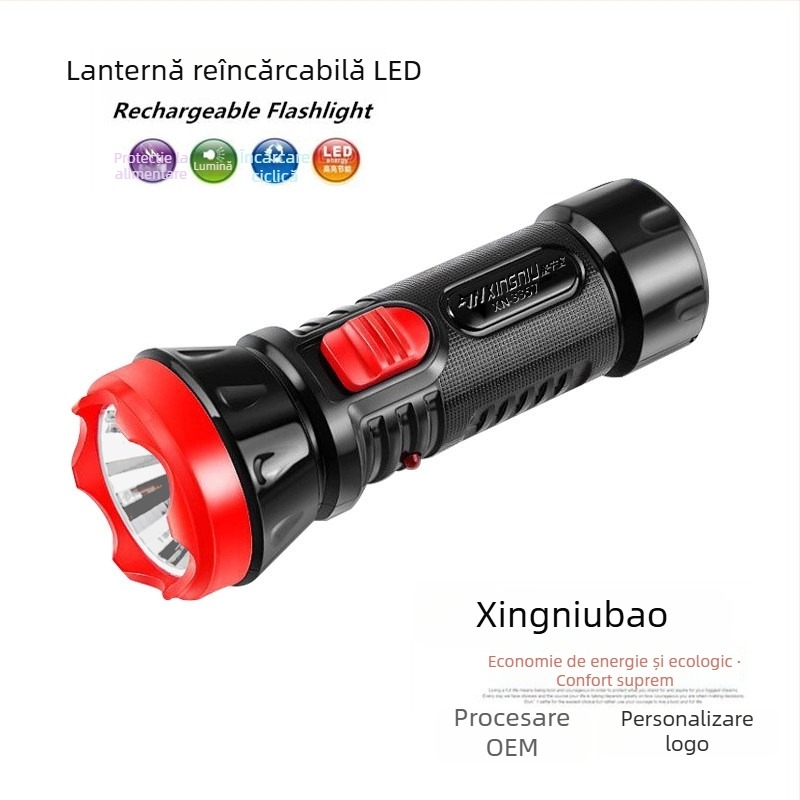 Xingniu Bao Lanternă LED – lumină puternică cu fascicul lung, mini pentru uz casnic, încărcare prin conectare directă, lanternă de urgență portabilă pentru exterior