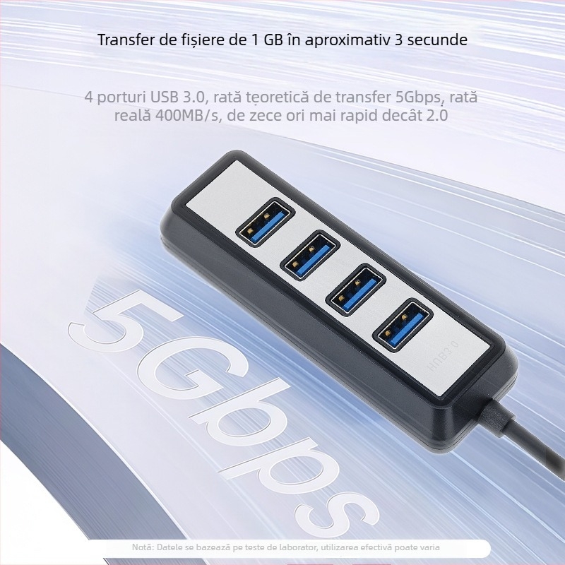Hub USB 3.0 cu 4 porturi pentru PC și laptop
