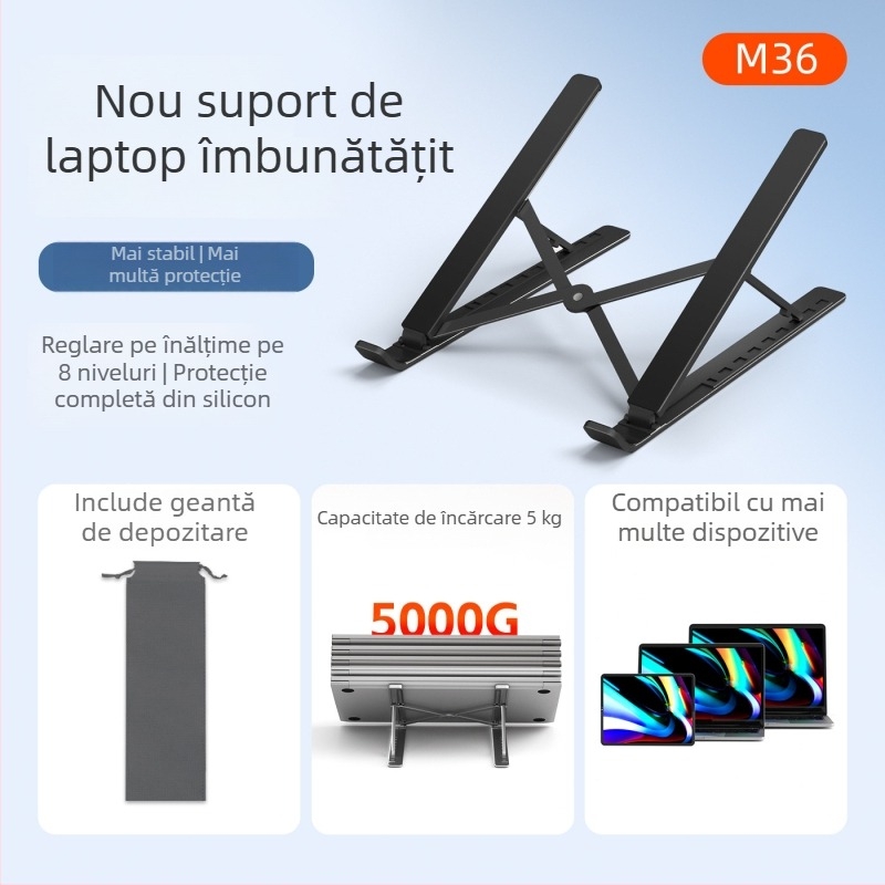 Suport pentru laptop din aliaj de aluminiu, seria M3, cu răcire