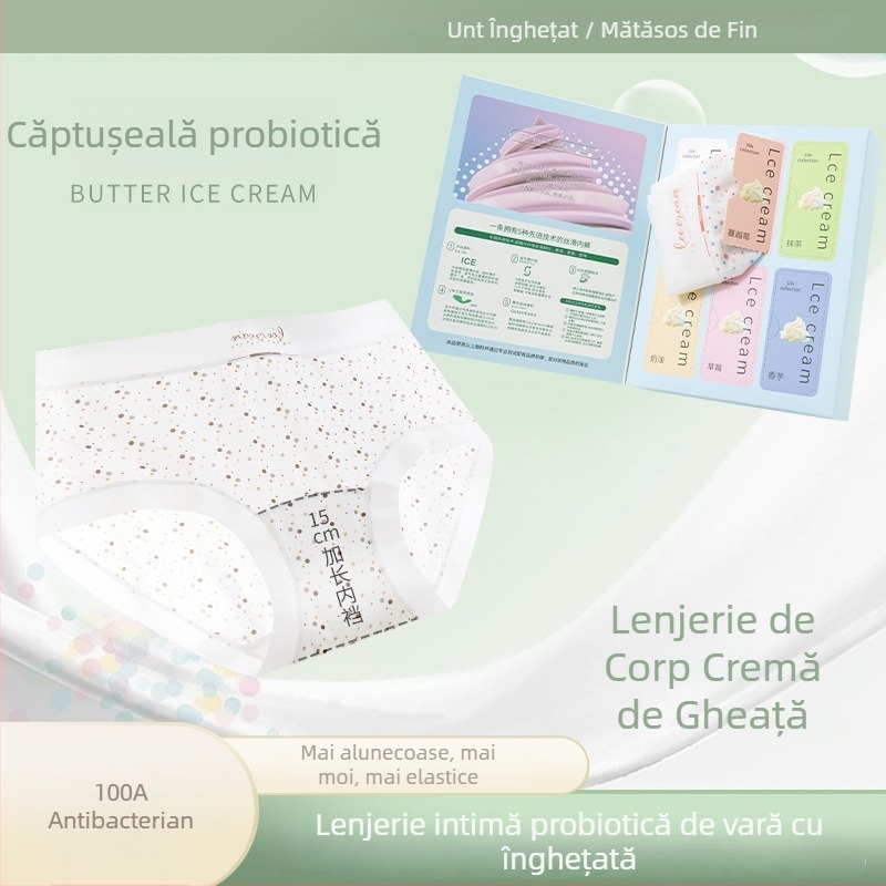 Chiloți pentru femei, pentru toate sezoanele, moi, confortabili, respirabili, fără cusături, triunghiulari antibacteriali cu căptușe 100A și probiotice