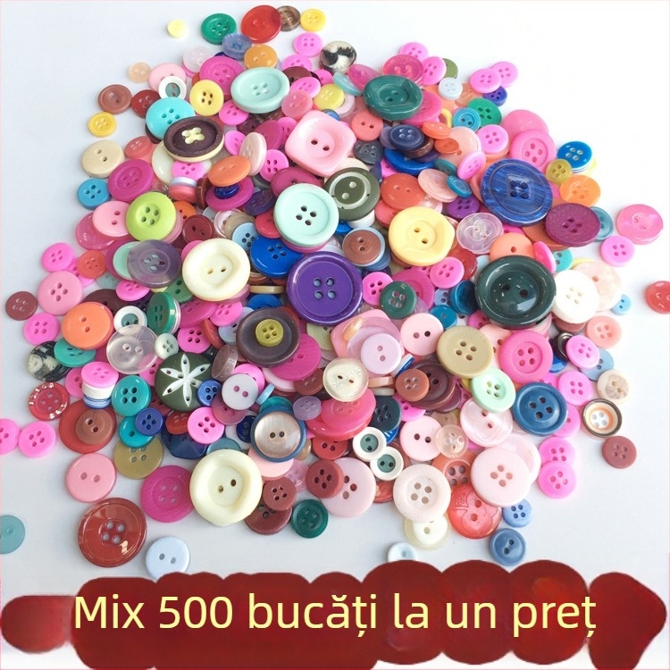 Butoane din rășină, cu două găuri, colorate, pentru proiecte DIY și jeanși