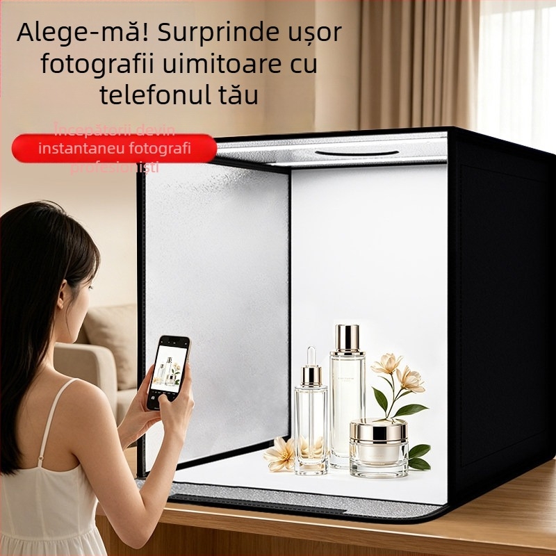 Ruifutu USB Studio Foto: Cutie LED Mică pentru Natură Mortă cu Fundal Alb, Cutie de Lumină Pliabilă