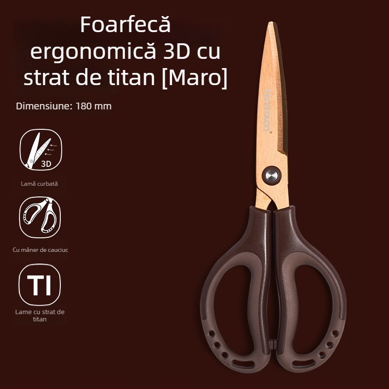 Foarfecă Tacotaco cu strat de titan și design 3D, economisește efortul, oțel inoxidabil, antiaderent, sigur pentru deschiderea coletelor, ascuțite și rezistente la uzură