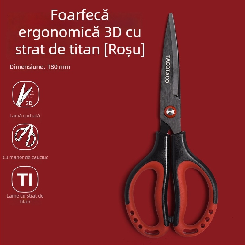 Foarfecă Tacotaco cu strat de titan și design 3D, economisește efortul, oțel inoxidabil, antiaderent, sigur pentru deschiderea coletelor, ascuțite și rezistente la uzură