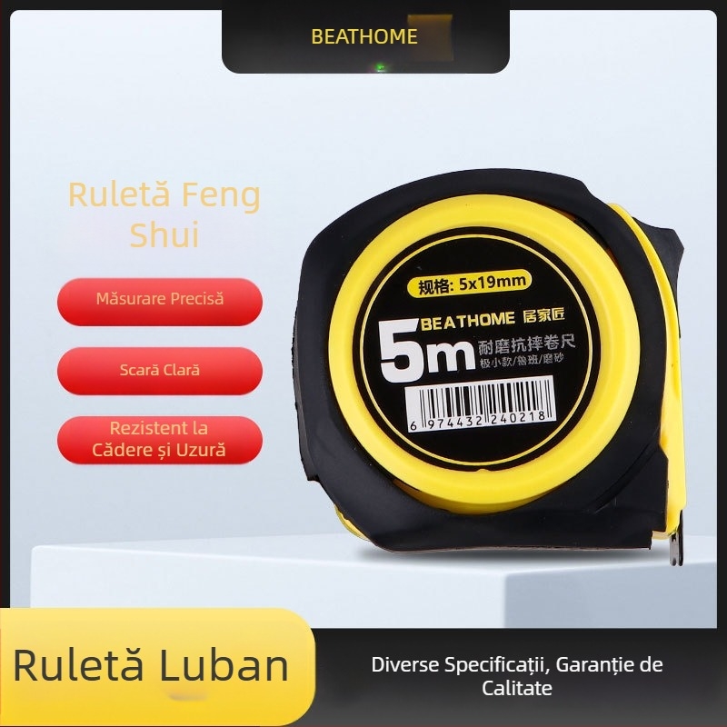 Luban ruler, bandă metrică din oțel inoxidabil rezistentă la cădere, 5 m, 7,5 m, 10 m, cu husă din plastic.