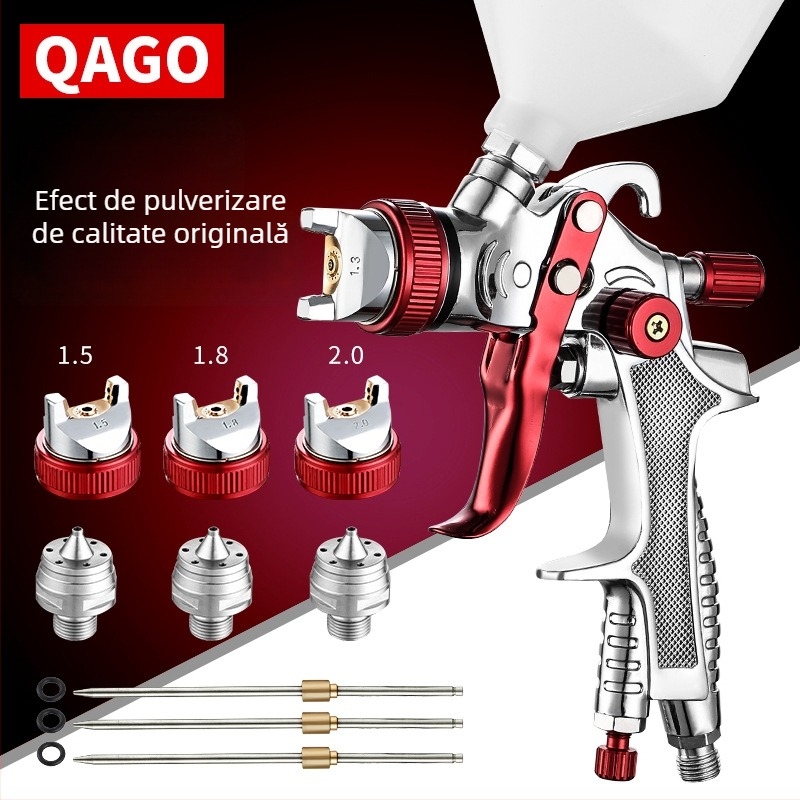 Pistol de pulverizare pentru tablă auto, alimentare prin gravitație, atomizare înaltă, tip cupă, duze 1.3/1.5/1.8 mm