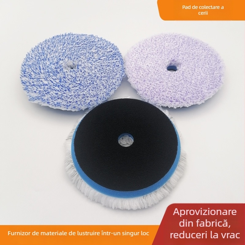 Disc de polire din microfibră cu spate velurat, auto-adesiv, pentru detailing auto și finisare oglinditoare într-un singur pas pe suprafața vopselei