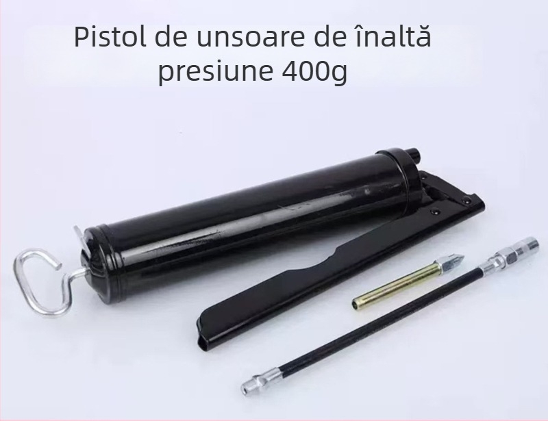 Pistol de ungere manual 200/400 cm³, cap din aluminiu, cartuș de grăsime inclus, pentru întreținerea echipamentelor și utilajelor