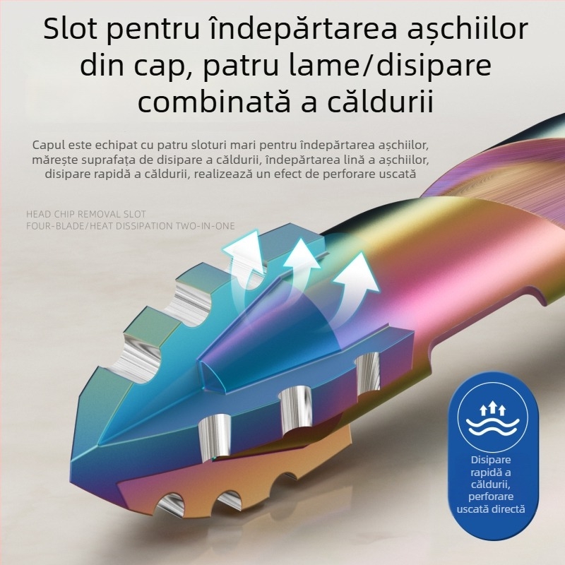 Burghiu cu acoperire titan cu patru brațe zimțate pentru găurirea plăcilor, marmurului și betonului – 6/8/10/12 mm