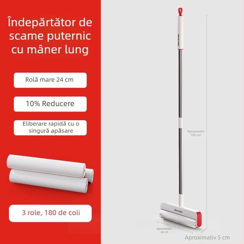 Good Housewife rolă pentru scame cu mâner lung, rolă mare pentru podea, îndepărtare praf, păr și scame