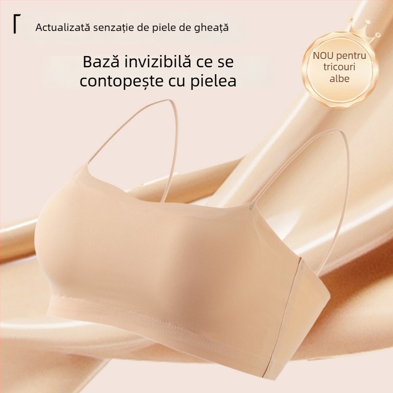 Sutien fără cusături pentru decolteu off-shoulder, bustieră-camisolă cu bretele subțiri pentru rochii
