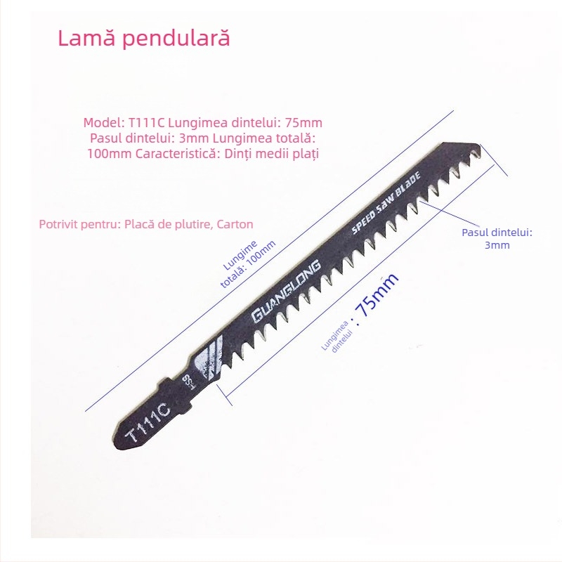 Lama fierăstrău pendular T118A, T244D, T111C, lamă pentru lemn cu dinți mari, pentru fierăstrău reciproc