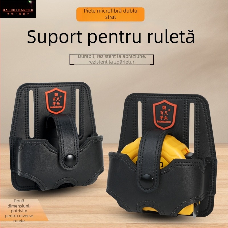 Geantă de talie pentru unelte cu bandă de măsură, piele microfibră, îngroșată, portabilă, compactă