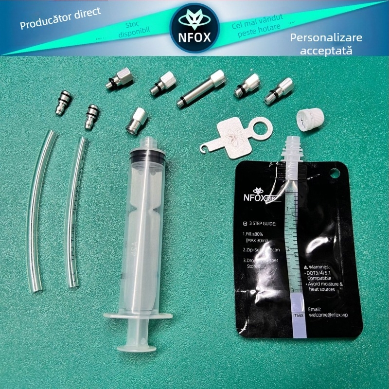 NFOX set de 14 unelte pentru schimbul de ulei pentru biciclete și trotinete electrice, aliaj de aluminiu, frâne hidraulice cu disc, purjare lichid frână