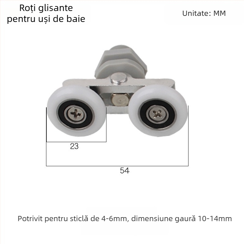 Rulment pentru ușa de duș din aliaj de aluminiu, cu două roți, pentru uși din sticlă glisante, diametru 19 mm — Xin Jie Liang