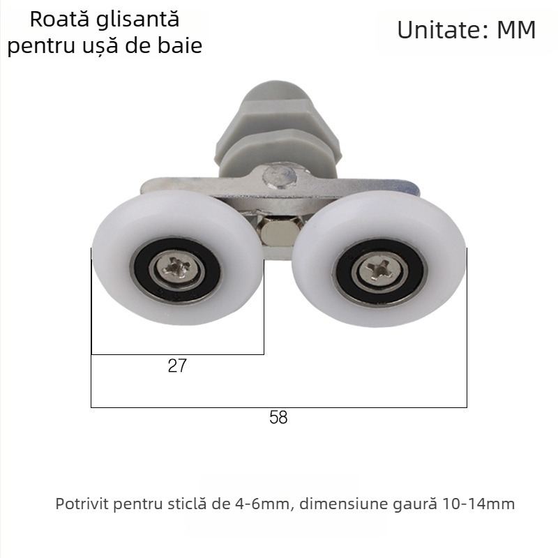 Rulment pentru ușa de duș din aliaj de aluminiu, cu două roți, pentru uși din sticlă glisante, diametru 19 mm — Xin Jie Liang